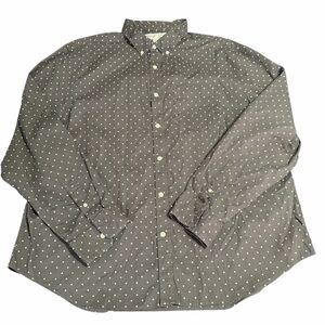 Old Navy Men's Dark Gray Polka Dot Shirt